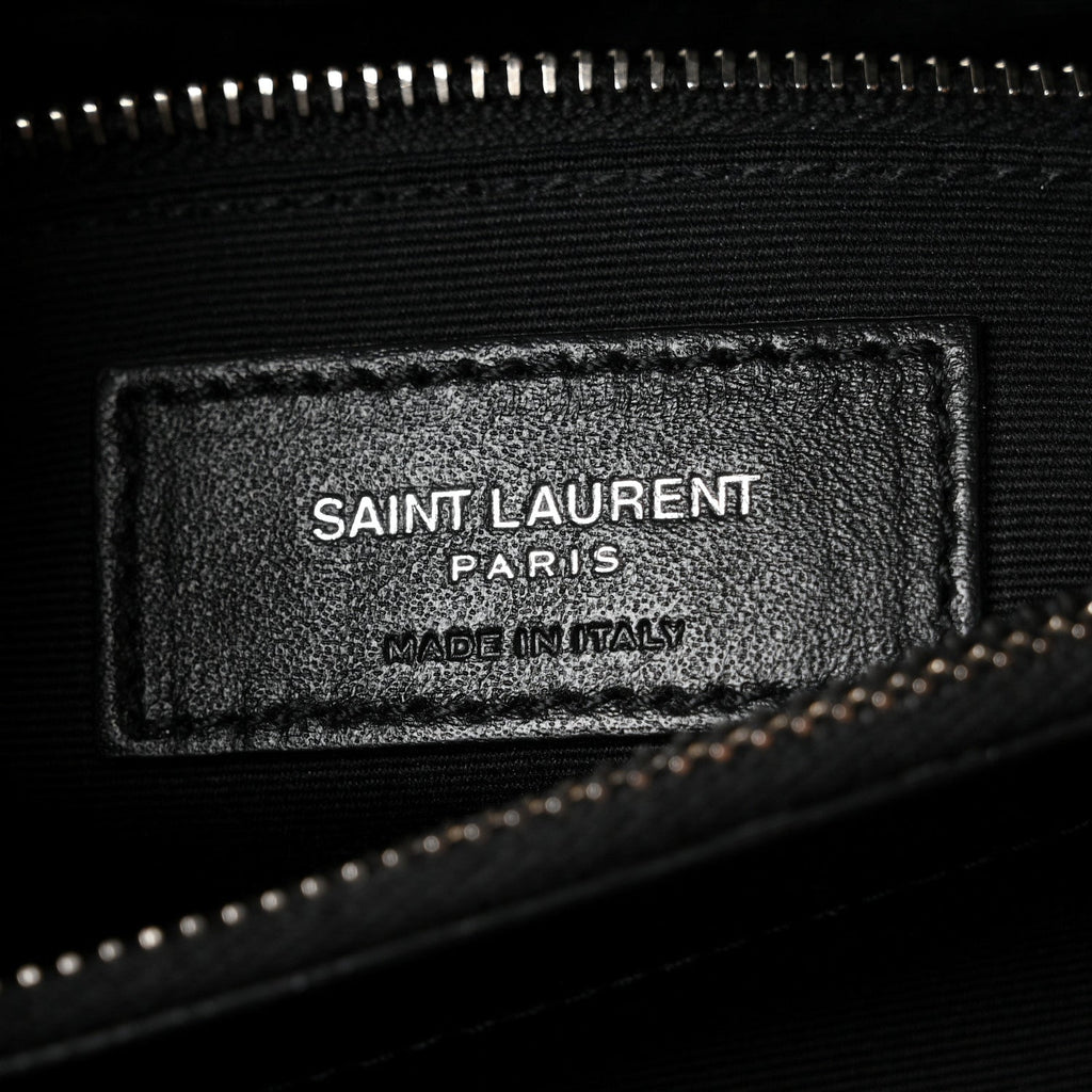 Saint Laurent Calfskin Y Quilted Monogram Medium Loulou Chain Satchel Black