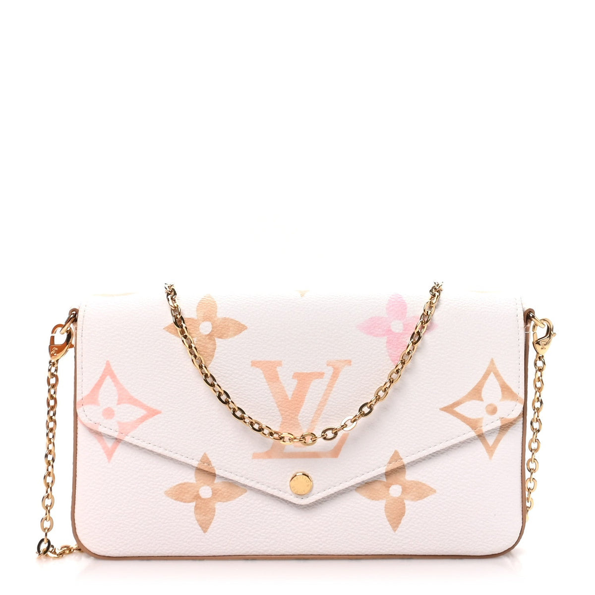Louis Vuitton Monogram Giant Felicie Pochette Chain Wallet Beige