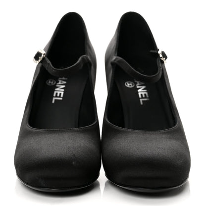 Chanel Satin Crystal Mary Jane Women's Pumps Black