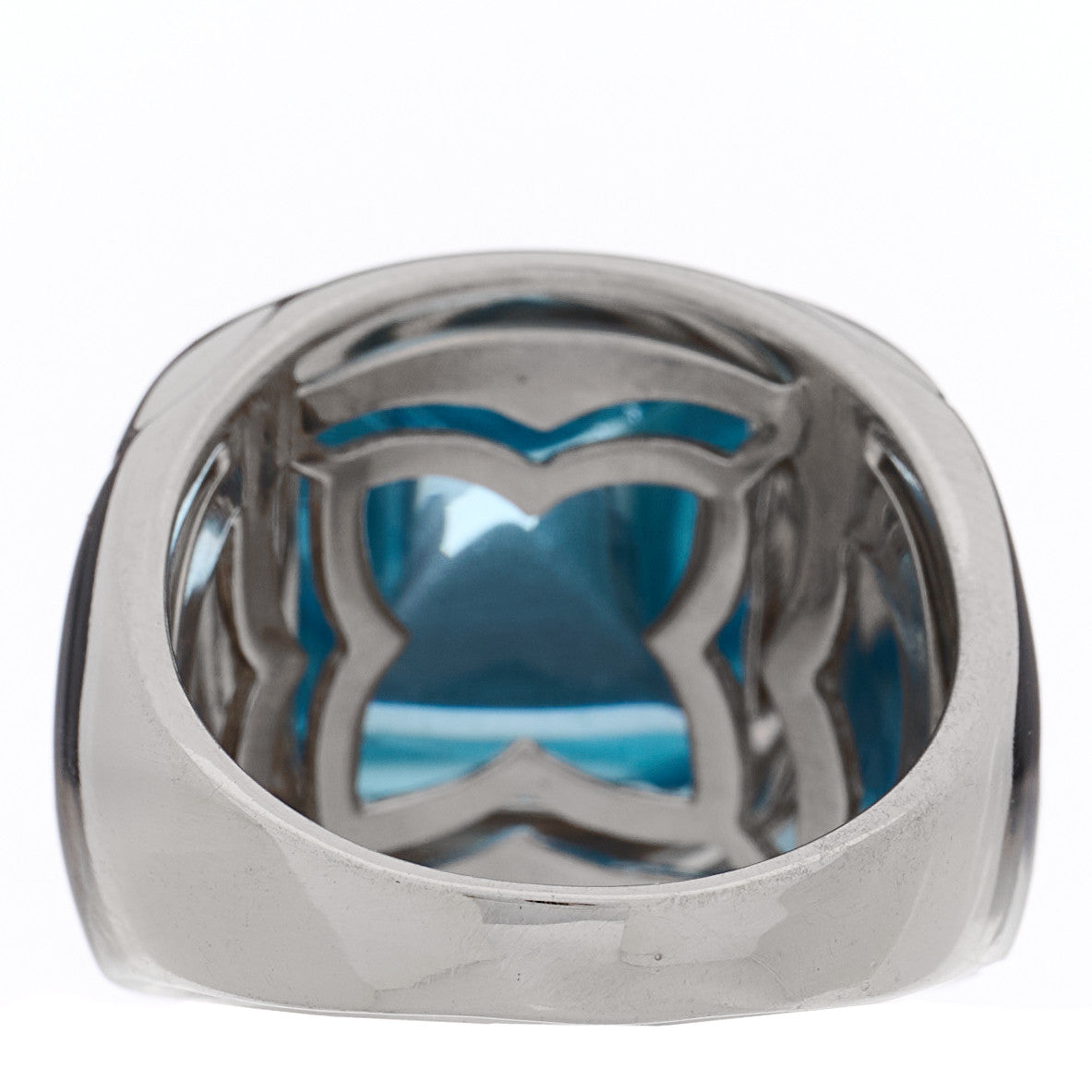18K White Gold Blue Topaz Piramide Ring  55 7.25