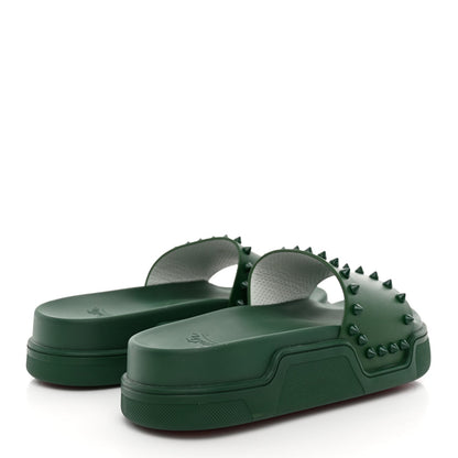 Christian Louboutin Calfskin Women's Pool Fun Slide Sandals 35 Green
