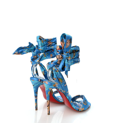 Christian Louboutin Crepe Satin Women's Greekaba Du Desert 100 Sandals 35 Blue