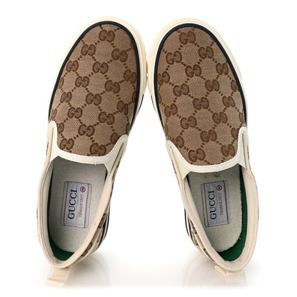 Gucci Canvas Women's GG Monogram 1977 Tennis Slip On Sneakers 35.5 Beige