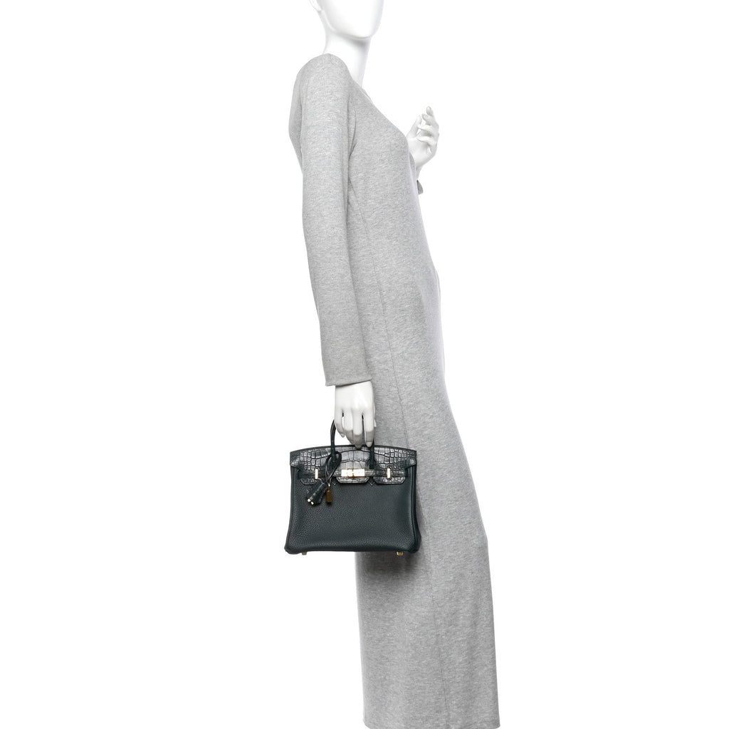 Hermes Togo Matte Alligator Birkin Touch 25 Vert Cypress