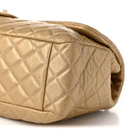 Chanel Metallic Calfskin Quilted Small XXL Travel Flap Bag Gold