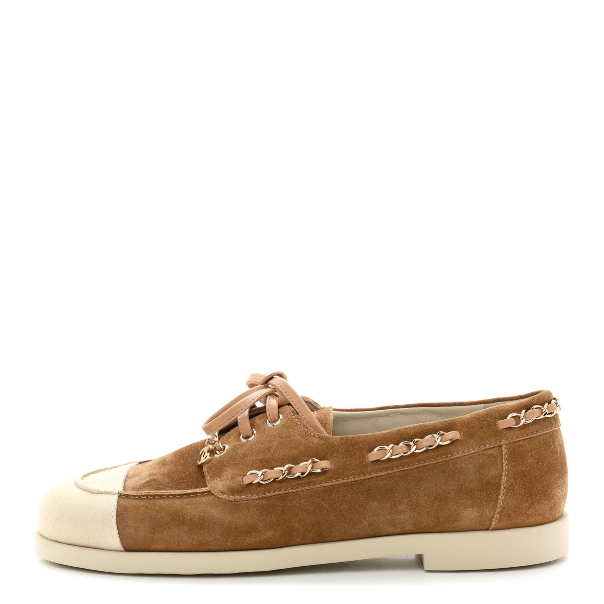 Suede Calfskin CC Chain Loafers Dark Beige