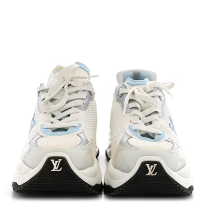 Louis Vuitton Metallic Calfskin Technical Mesh Women's Run 55 Sneakers 36 Bleu Clair