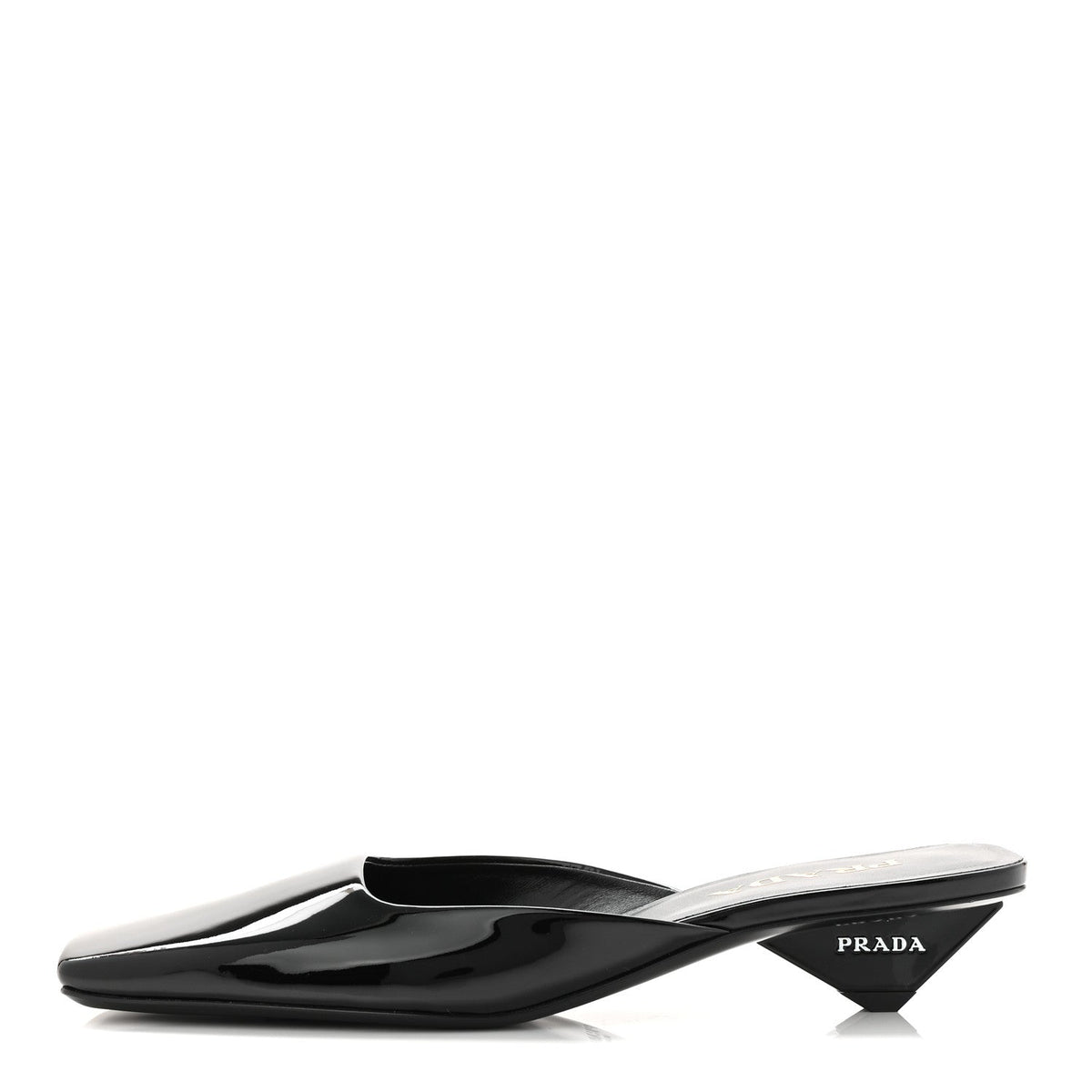 Prada Patent Calfskin Women's Modellerie Mules 38 Black