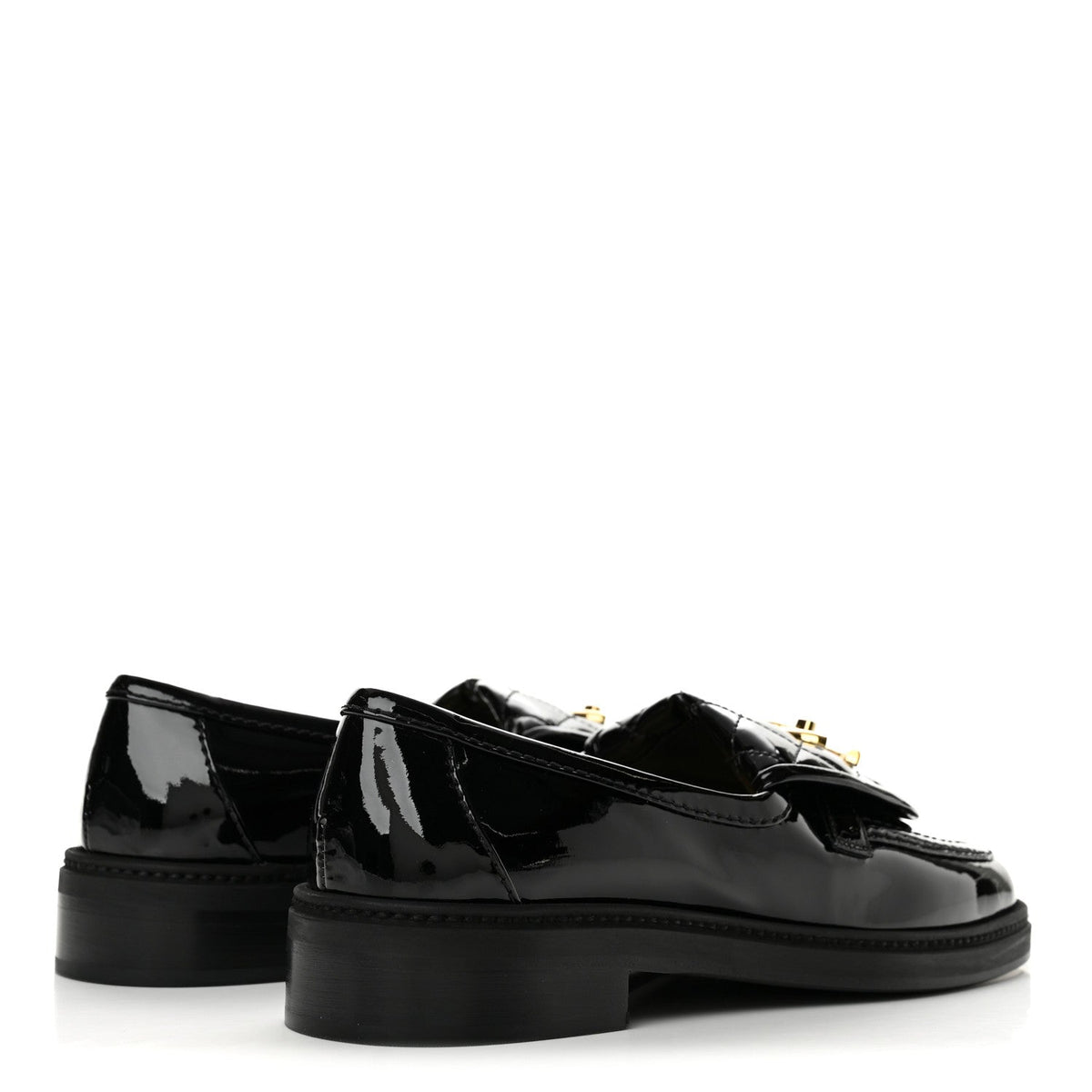 Chanel Patent Quilted CC Turnlock Women's Loafers Black