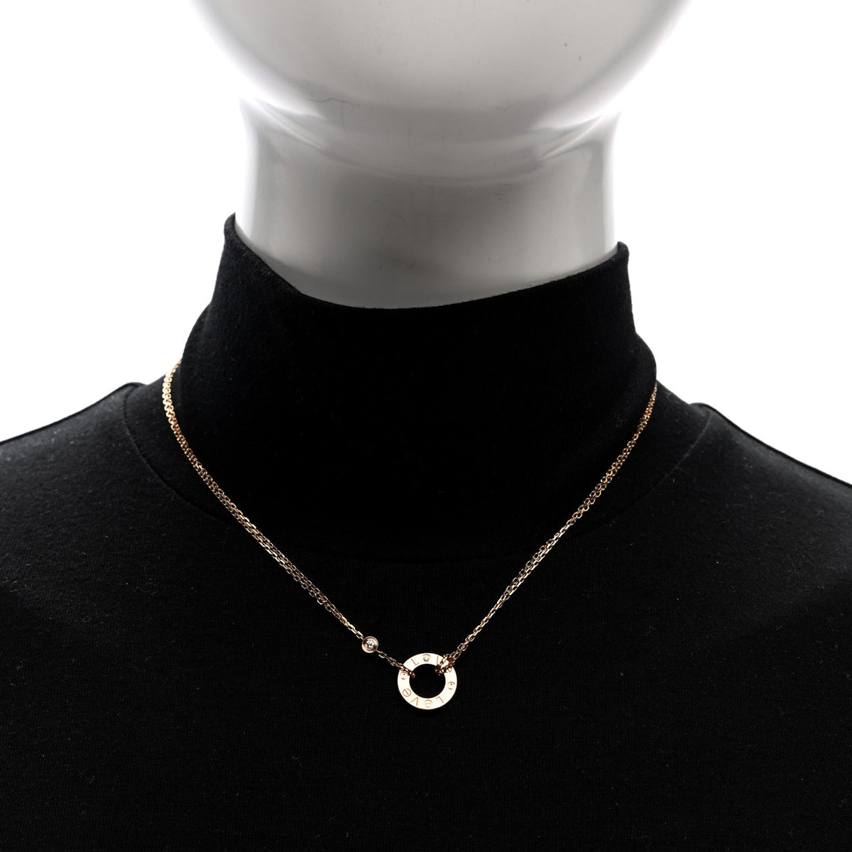 18K Pink Gold 2 Diamond LOVE Necklace