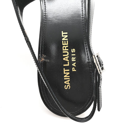 Saint Laurent Patent Leather Women's Vernice Slingback Pumps 39 Black