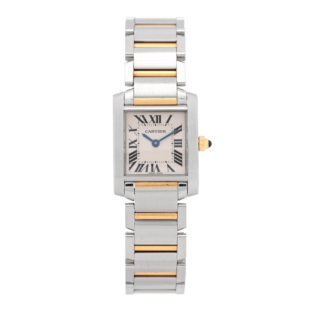 Cartier Stainless Steel 18K Yellow Gold 20mm Tank Francaise Quartz Watch