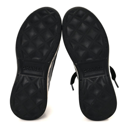 Chanel Velvet Calfskin Mixed Fibers Women's CC Sneakers 36 Black