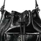 Off-White Calfskin Dumbo B Chain Pocket Bucket Bag Black