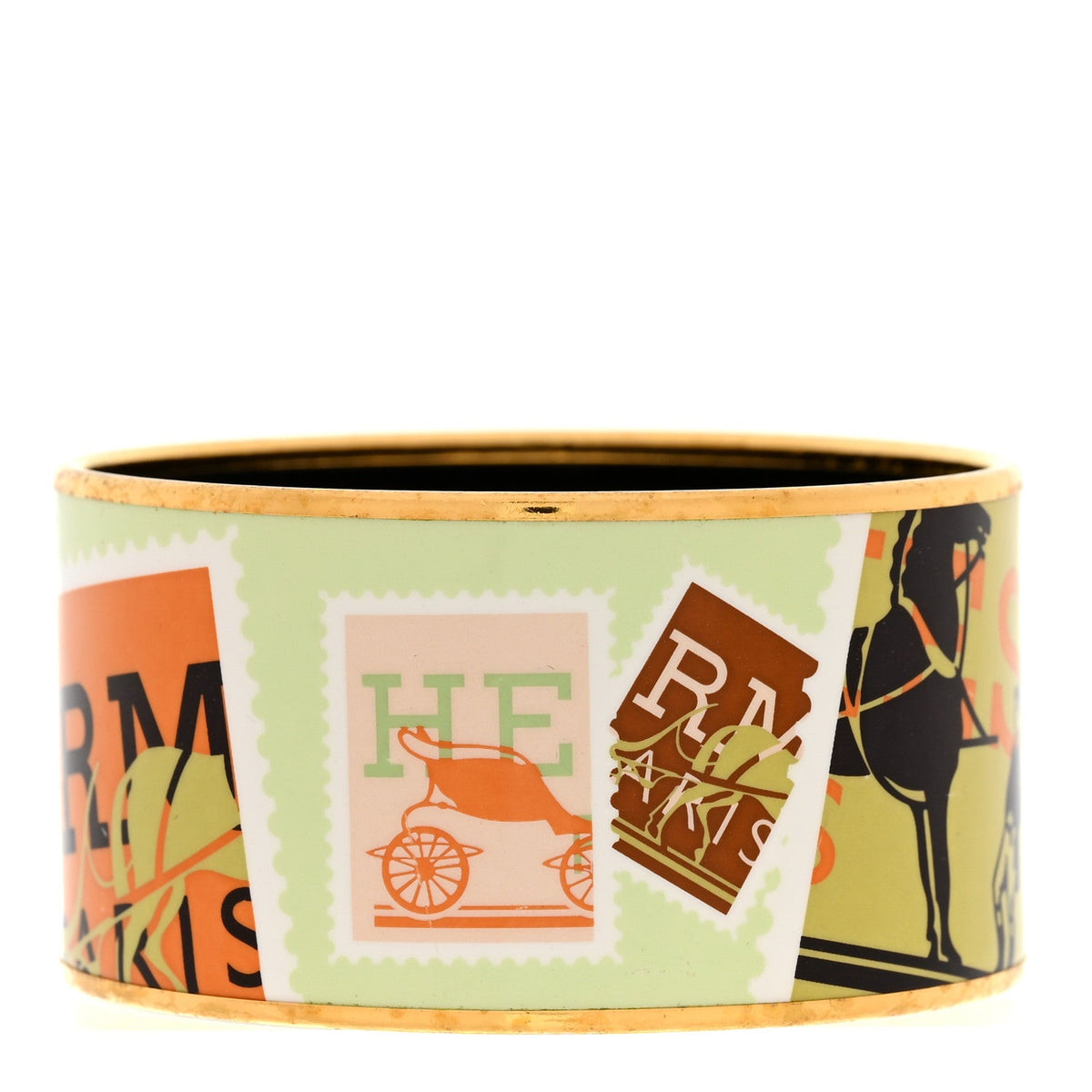 Enamel Printed Extra Wide De Passage a Paris Bracelet 65