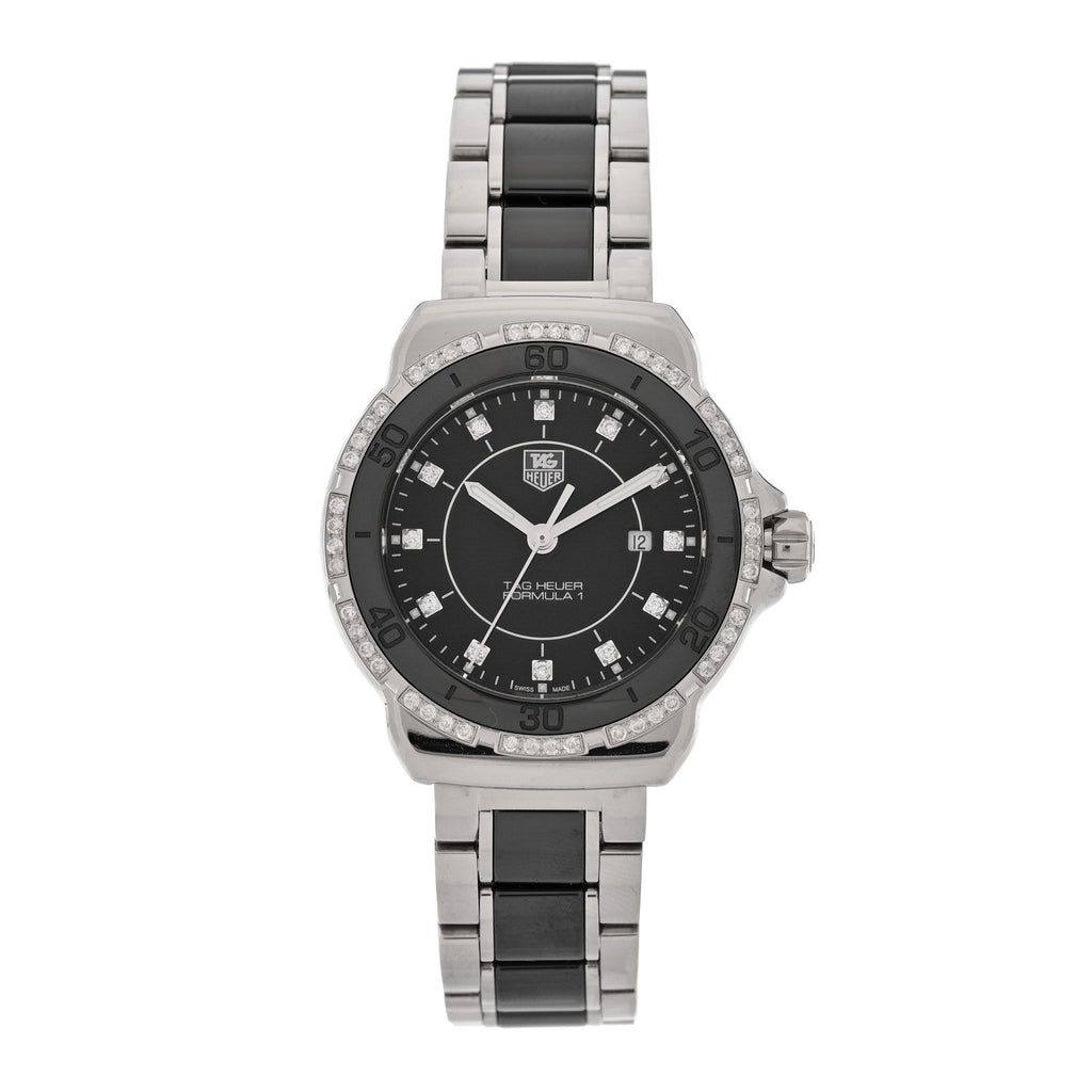 Tag Heuer Stainless Steel Ceramic Diamond 32mm Formula 1 Watch Black WAH1312