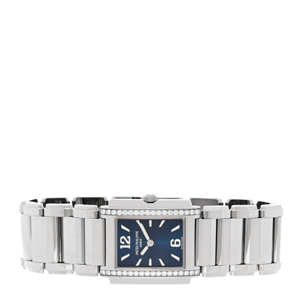 Patek Philippe Stainless Steel Diamond 25mm Twenty-4 Quartz Watch Blue