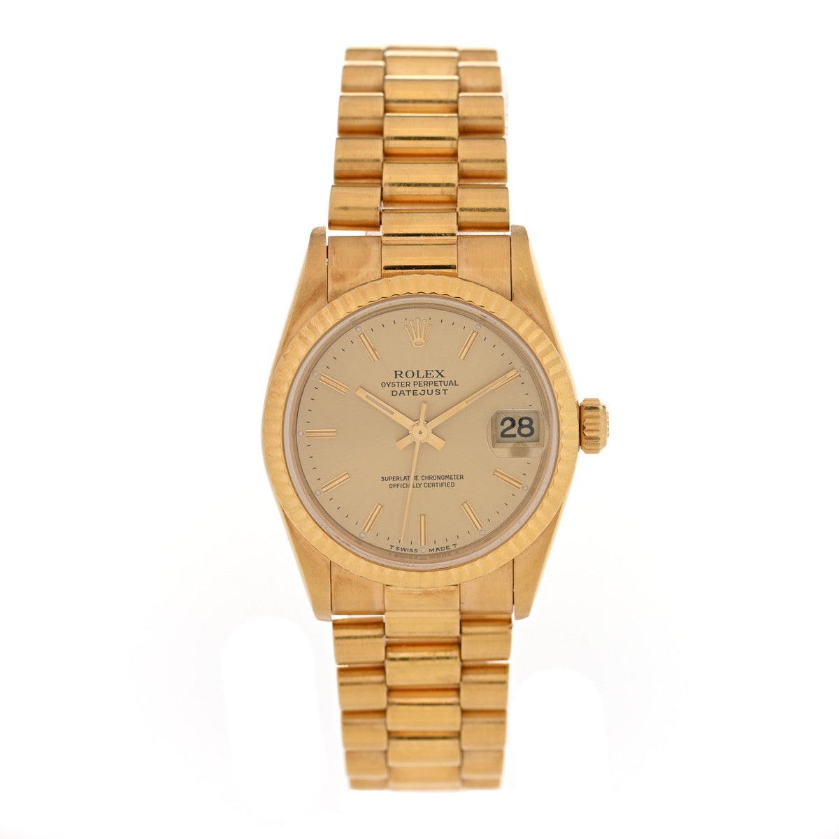 Rolex 18K Yellow Gold 31mm Datejust Watch Champagne 78278
