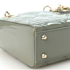 Christian Dior Patent Cannage Mini Lady Dior Grey Stone