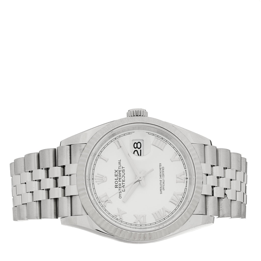 Rolex Stainless Steel 18K White Gold 36mm Datejust Watch White 126234