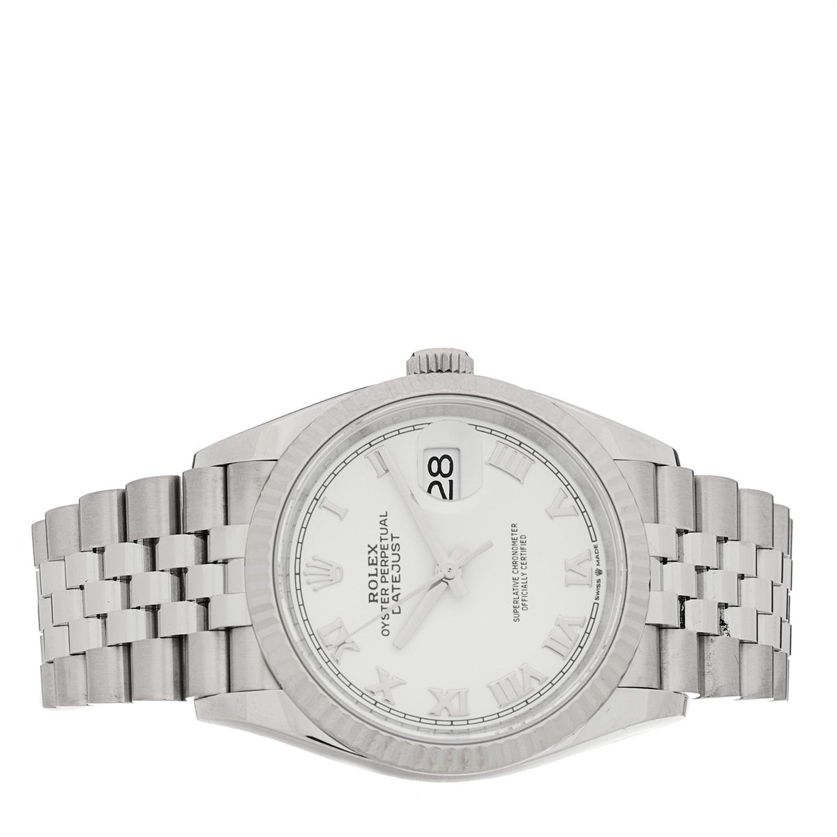 Rolex Stainless Steel 18K White Gold 36mm Datejust Watch White 126234