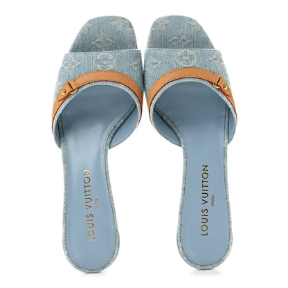 Louis Vuitton Monogram Denim Women's 6AM Mules 40 Light Blue