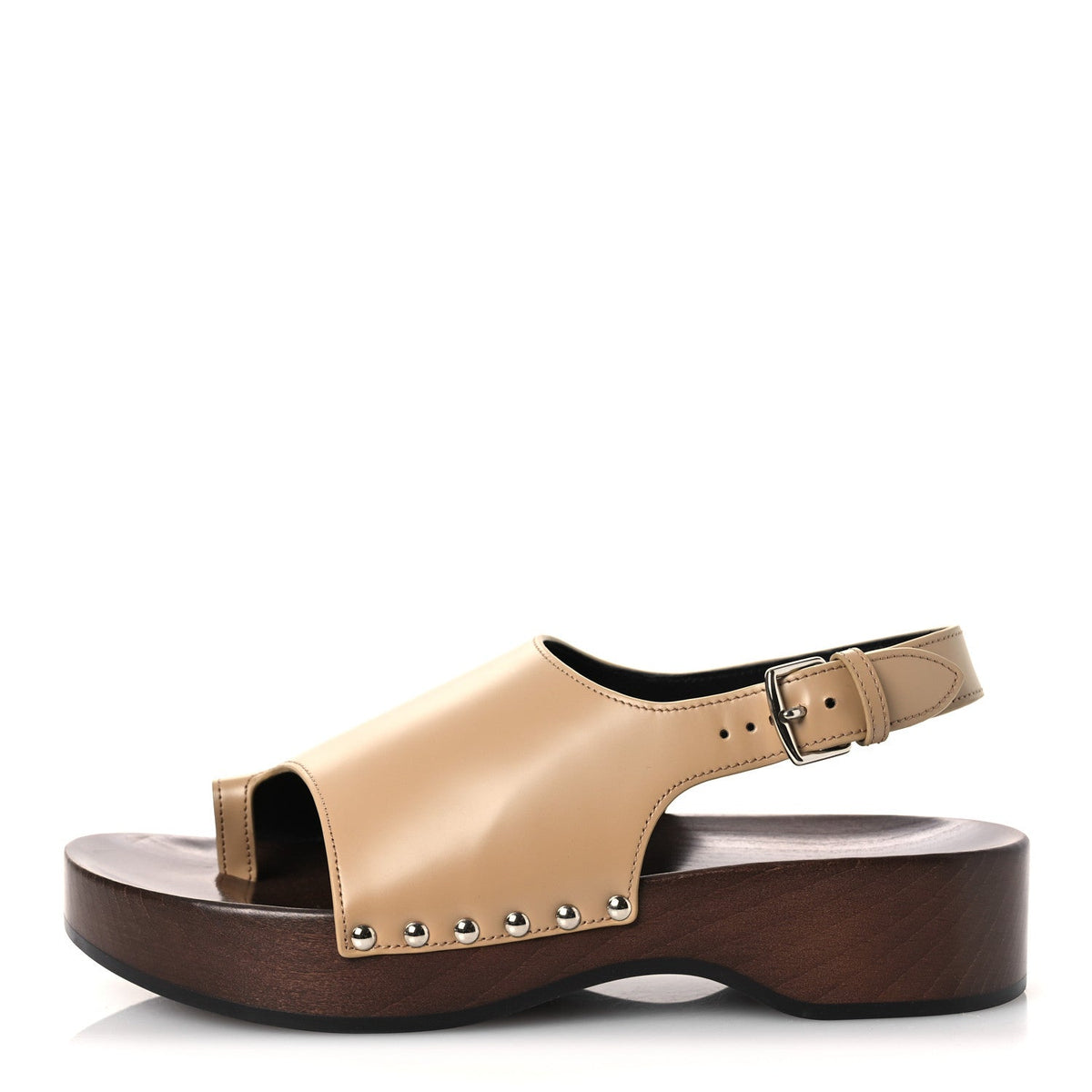 Glazed Calfskin Klay Clog Beige Naturel