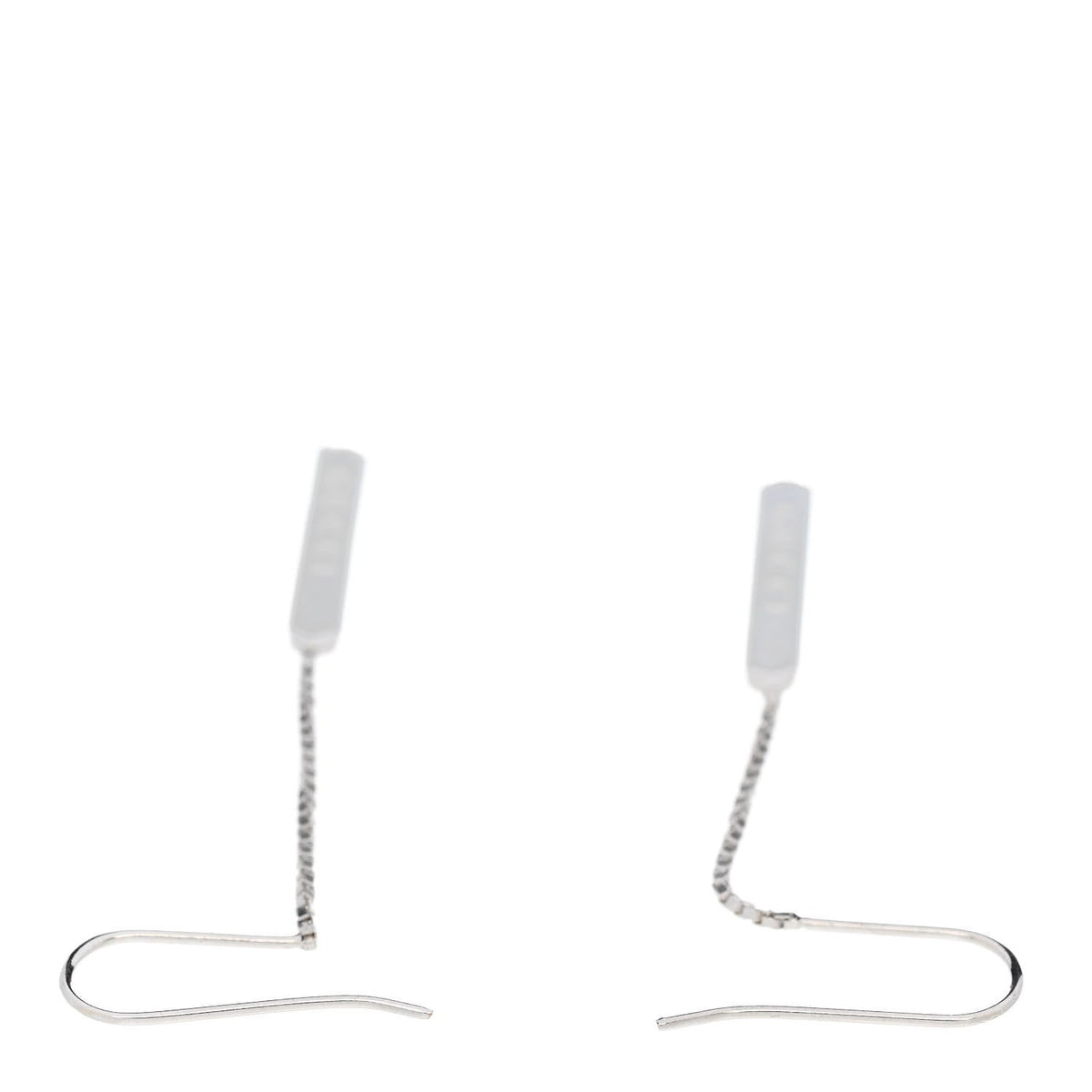 18K White Gold Bar Drop Earrings
