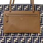 Fendi Pequin Vitello Reversible Large Shopping Tote Midnight Blue
