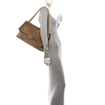 Maxi Calfskin Suede Flap Shoulder Bag