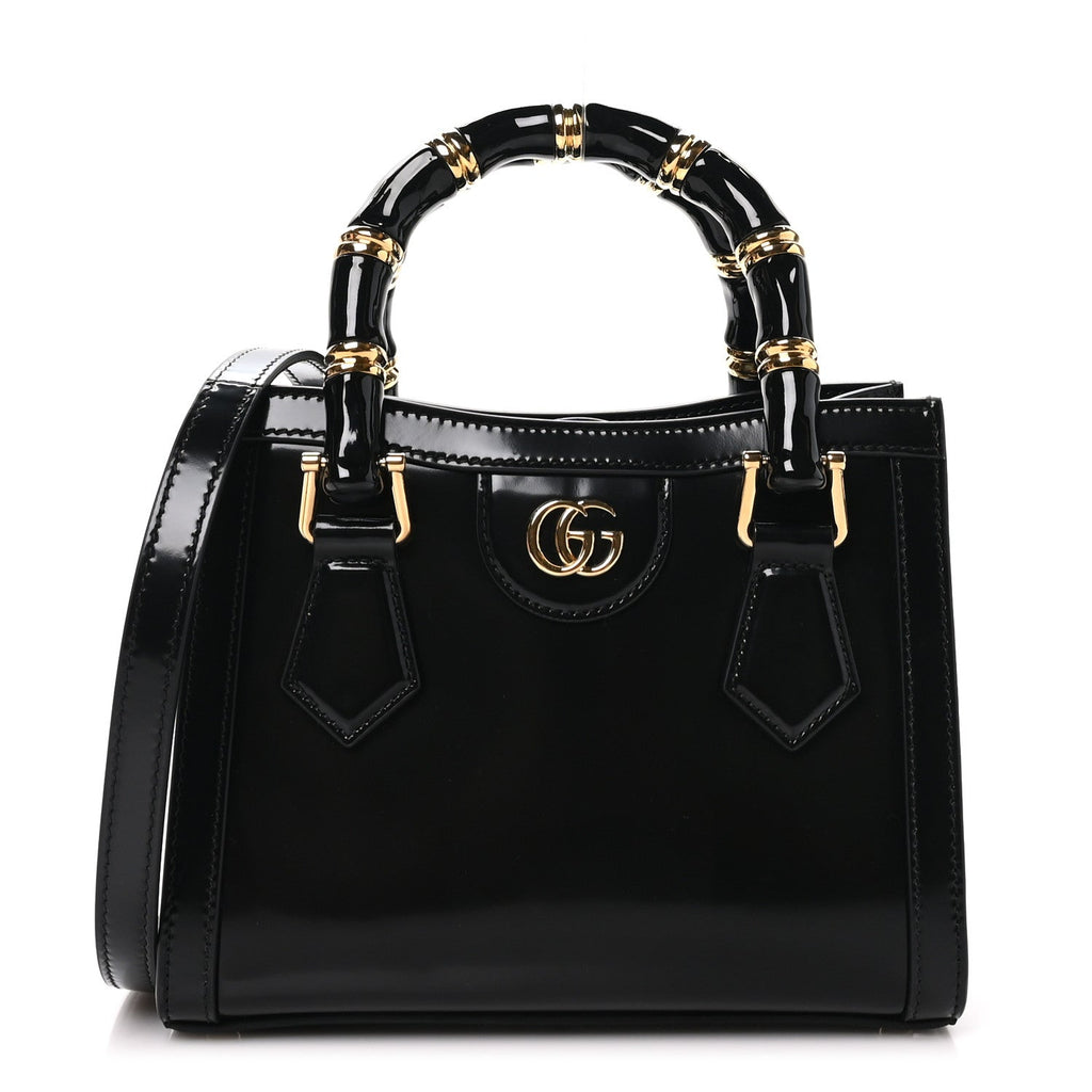 Gucci Polished Calfskin Small Diana Tote Bag Black