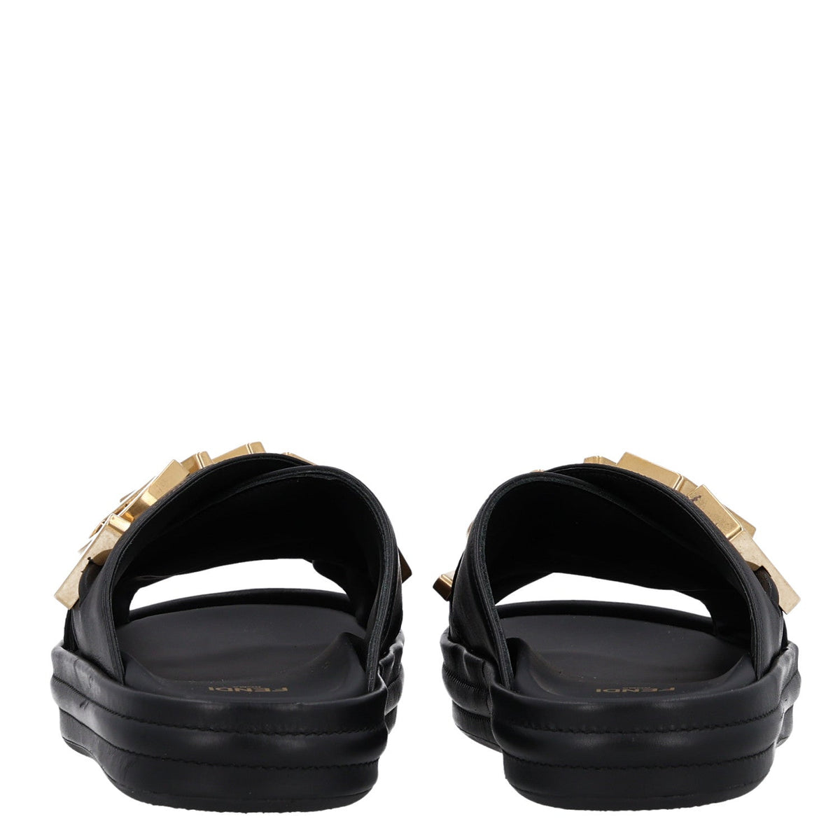 Fendi Vitello Women's Fendigraphy Slide Sandals 36 Black