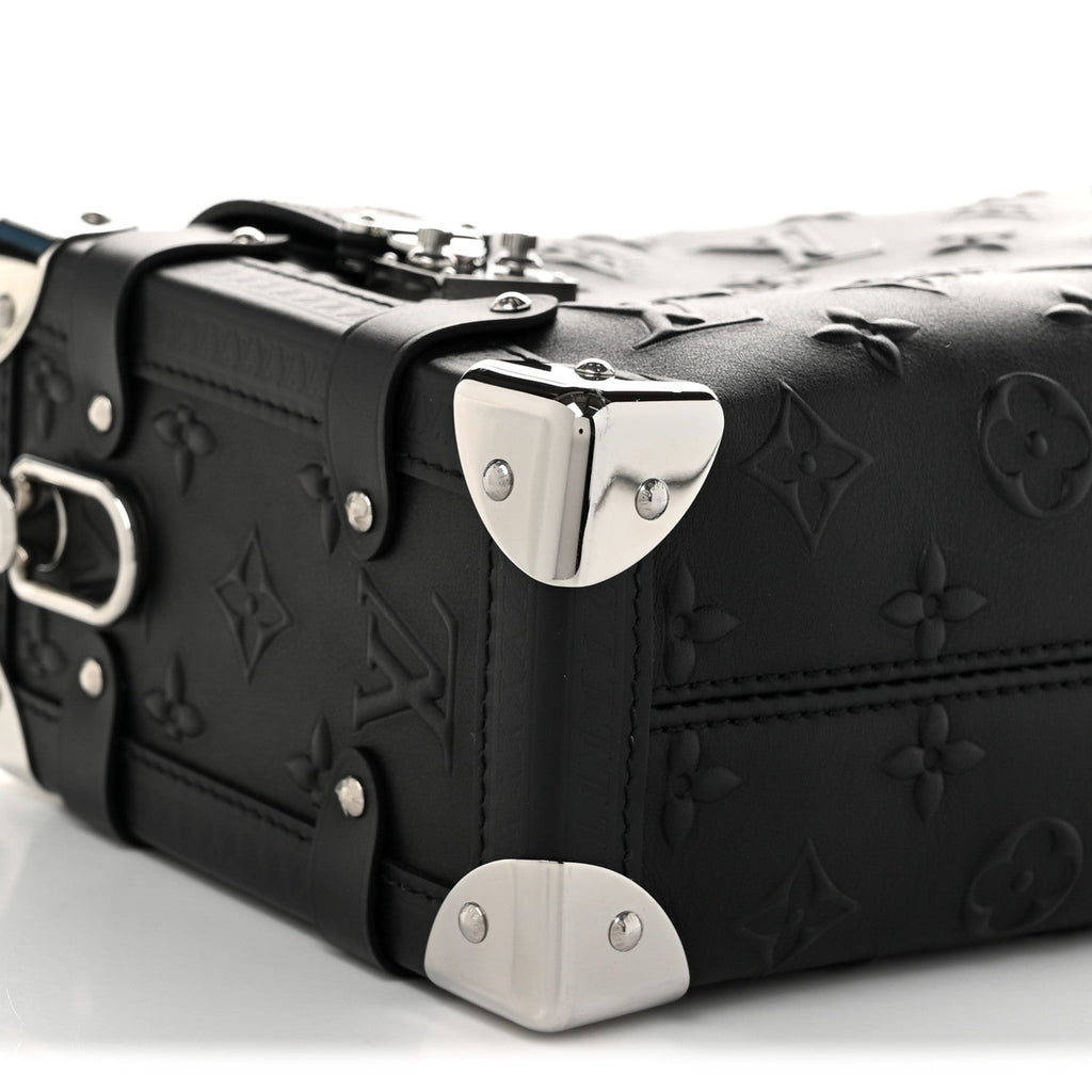 Louis Vuitton Calfskin Debossed Monogram Side Trunk Black