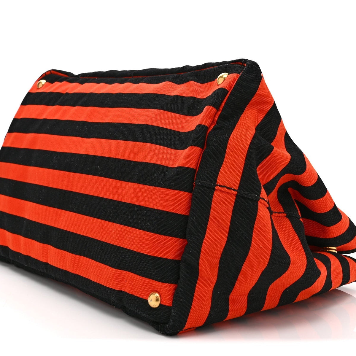 Prada Canapa Striped Tote Arancio