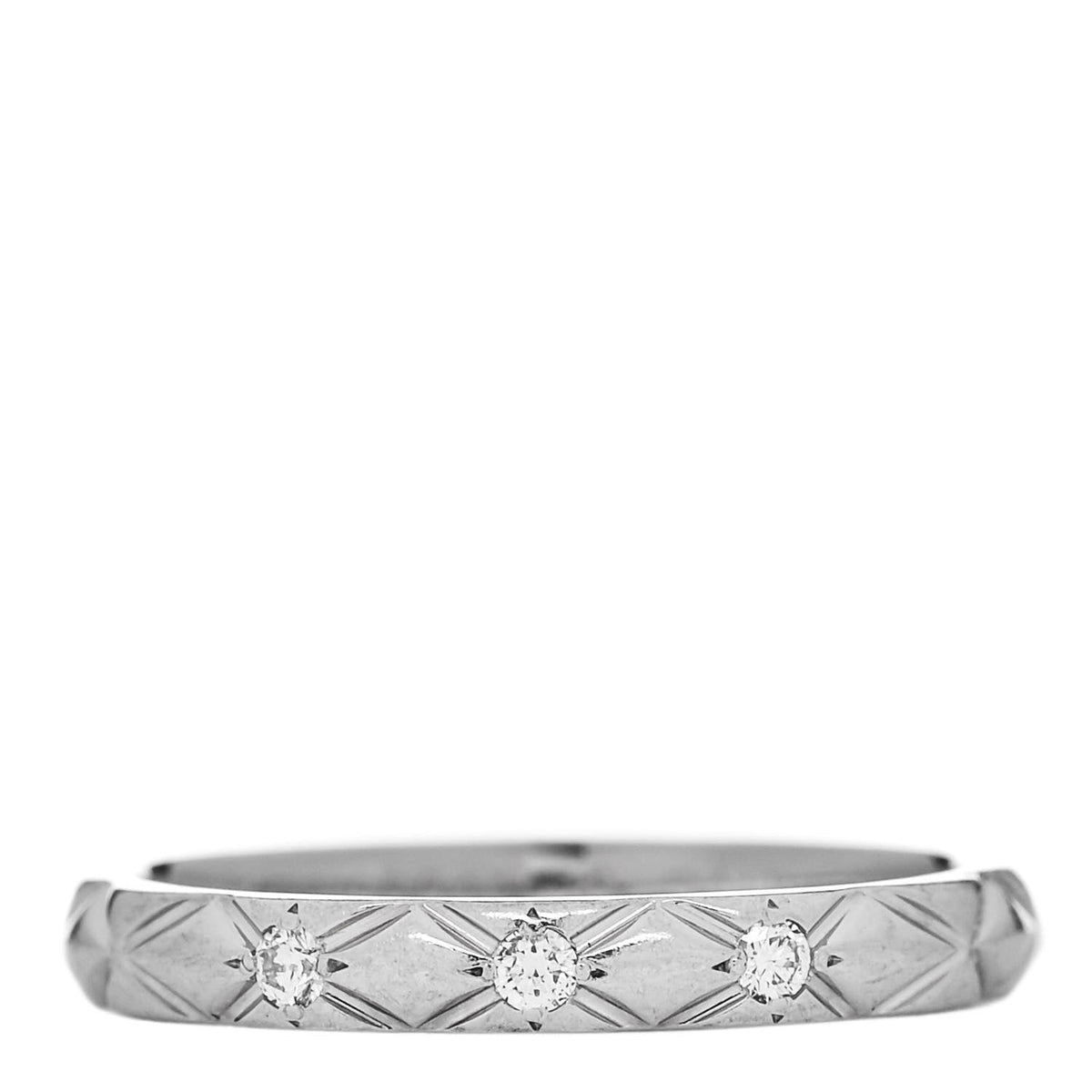 Platinum Diamond Small Matelasse Ring 48 4.5