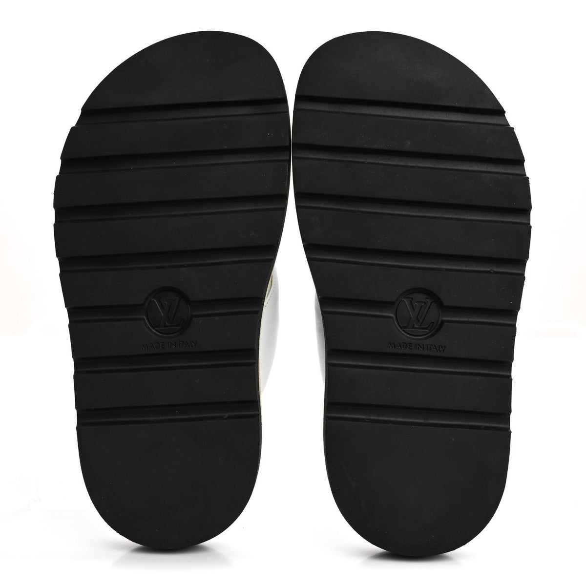 Louis Vuitton Calfskin Women's Logo Studded Pillow Flat Sandals 35 White