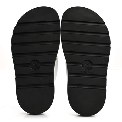 Louis Vuitton Calfskin Women's Logo Studded Pillow Flat Sandals 35 White