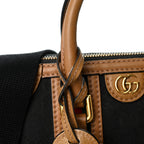 Gucci Monogram Dollar Calfskin Web Mini Bauletto Duffle Bag Black