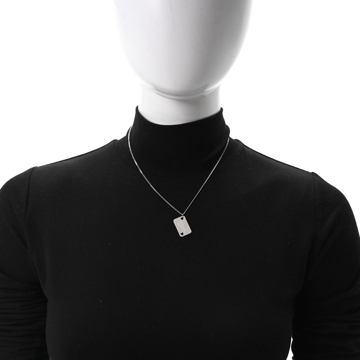 Christian DiorEnamel Logo Tag Short Necklace Silver
