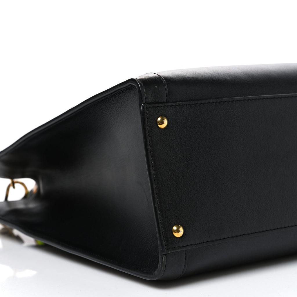 Gucci Calfskin Medium Diana Tote Bag Black Yellow Fluo