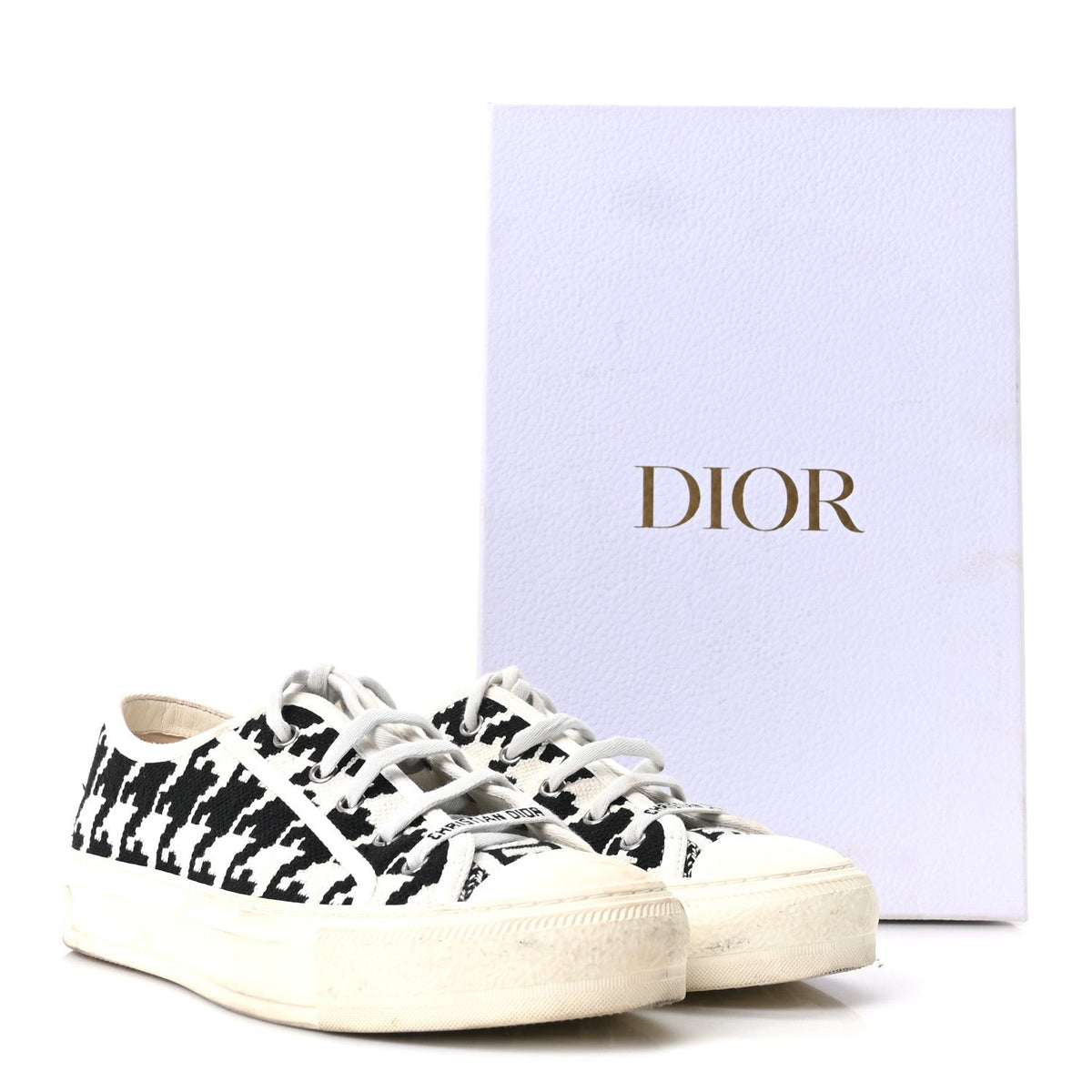 Christian Dior Canvas Women's Walk'N'Dior Low Top Sneakers 39 White Black