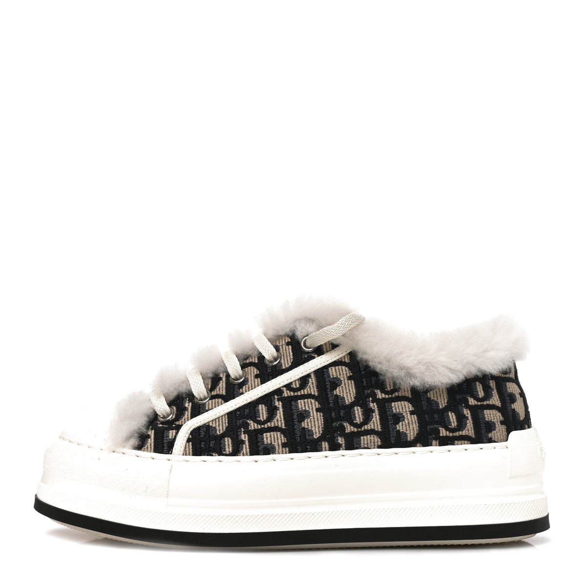 Canvas Oblique Shearling Walk'N' Platform Sneakers Deep Blue