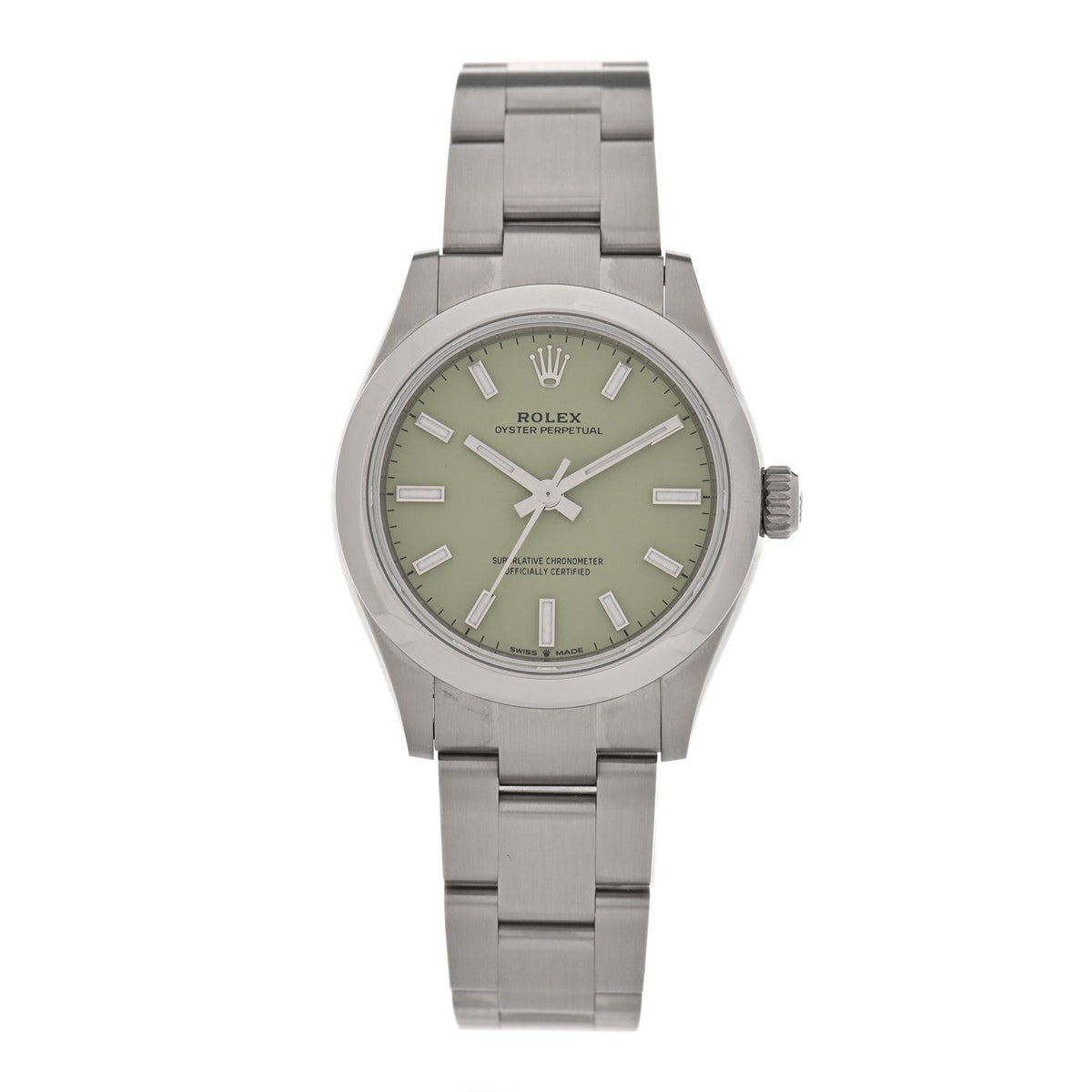 Rolex Stainless Steel 31mm Oyster Perpetual Watch Pistachio 277200