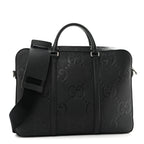 Gucci Piuma Calfskin Jumbo GG Embossed Briefcase Black