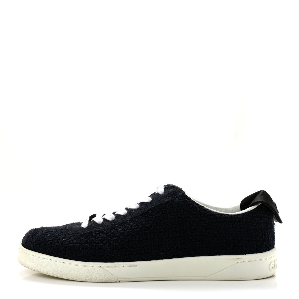 Chanel Tweed Suede Women's CC Low Top Sneakers 40.5 Navy