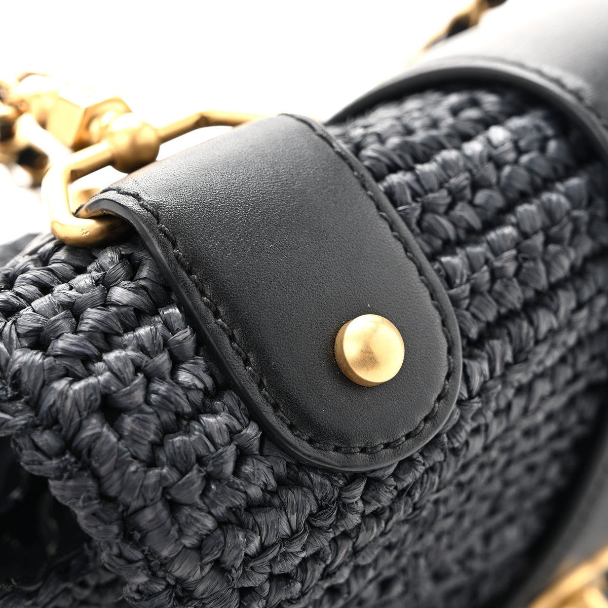 Chanel Straw Raffia Shoulder Bag Navy Blue
