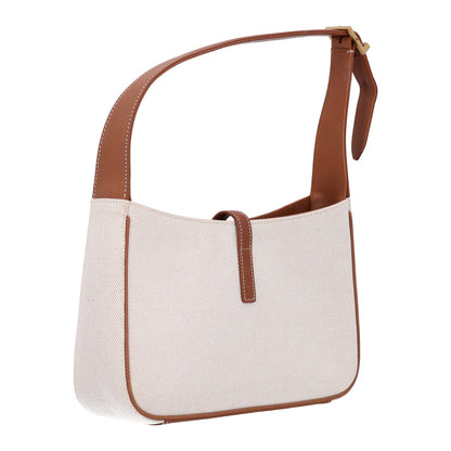Calfskin Canvas Hobo Bag