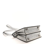 Fendi Crystal Vitello Laminato FF Petite Peekaboo I SEE U Satchel Bag Crystal Argento