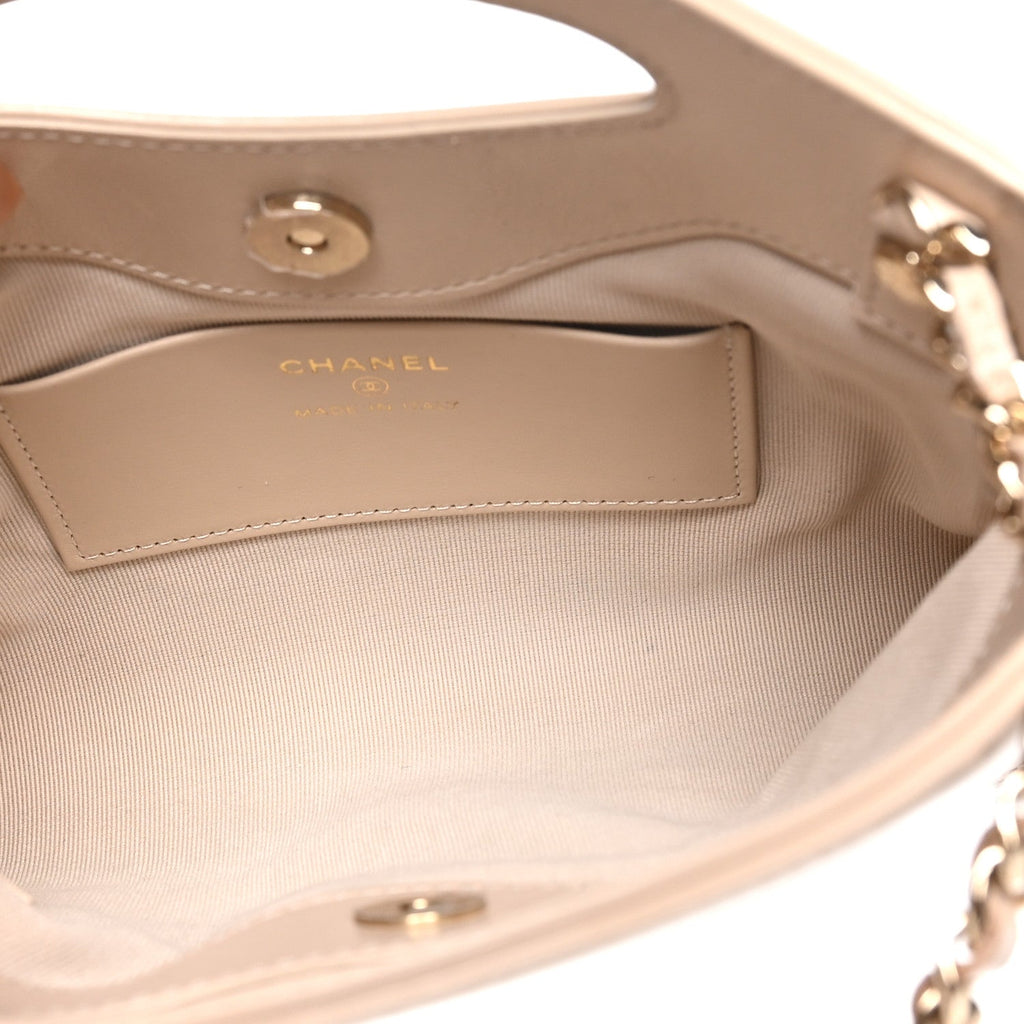 Chanel Shiny Lambskin Quilted Nano 31 Shopping Bag Beige