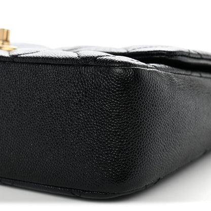 Large Quilted Caviar Flap Shoulder Bag